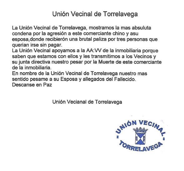  La Unión Vecinal se une al dolor por la muerte del comerciante chino