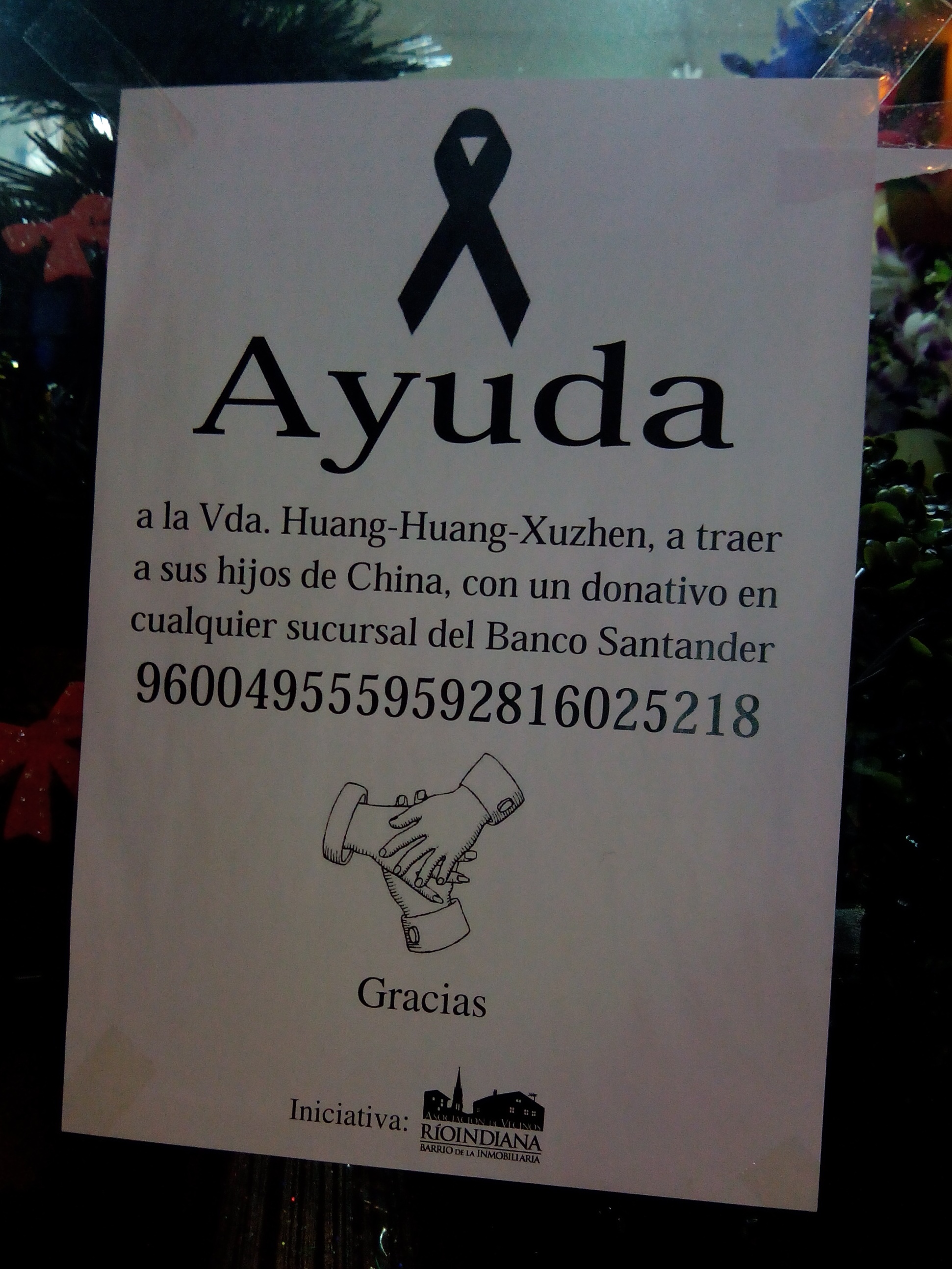  Organizada una recogida de dinero para la viuda del comerciante chino asesinado en La Inmobiliaria