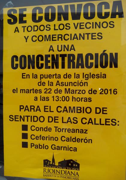  Convocada una concentración por el cambio de sentido de varias calles de La Inmobiliaria