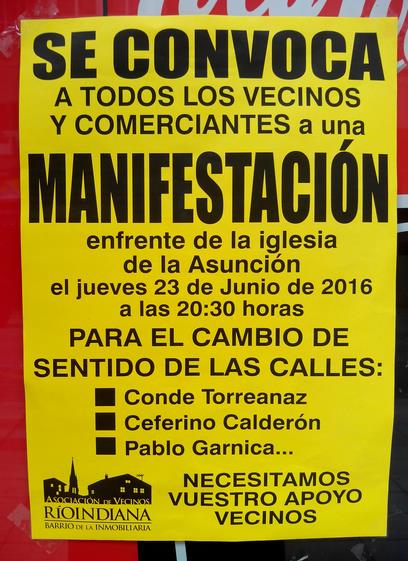  Convocada una manifestación para el cambio de sentido de varias calles de La Inmobiliaria