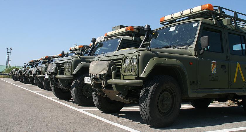 La Unidad Militar de Emergencias, de maniobras hasta el 24 de junio. Están ubicados en el polígono Tanos-Viérnoles