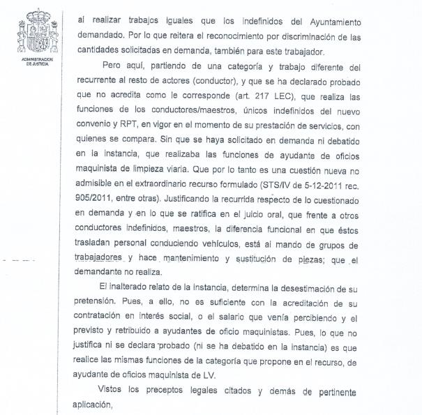 ACPT difunde la sentencia / La justicia avala la reclamación de los trabajadores de Corporaciones Locales