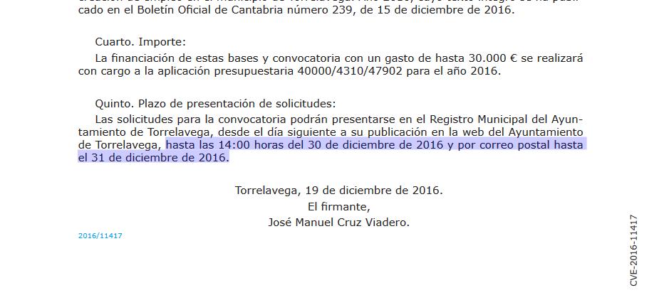  El PP denuncia que el Ayuntamiento publica en el BOC una convocatoria que caduca hoy