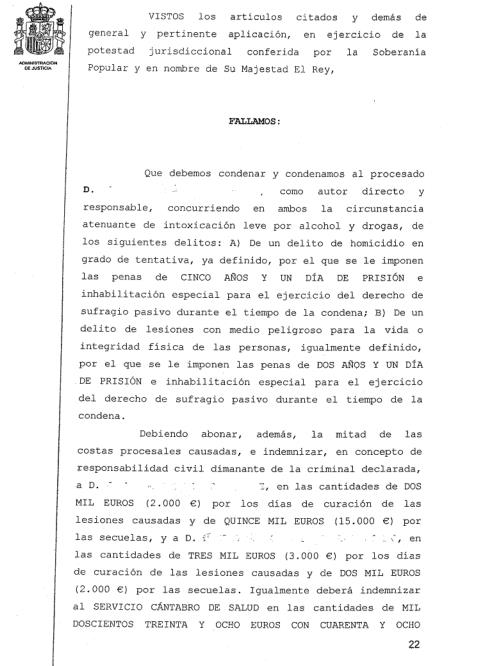 Siete años de prisión por agredir con un cuchillo de cocina a dos hombres en una discoteca de Torrelavega