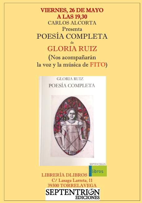  Gloria Ruiz presentará su libro «Poesía completa»