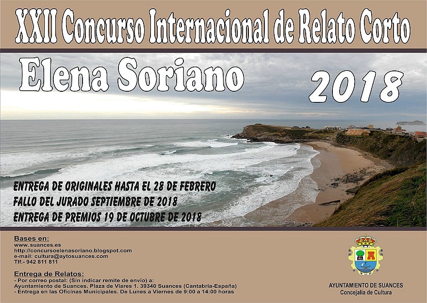 Convocada una nueva edición del Concurso Internacional de Relato Corto Elena Soriano