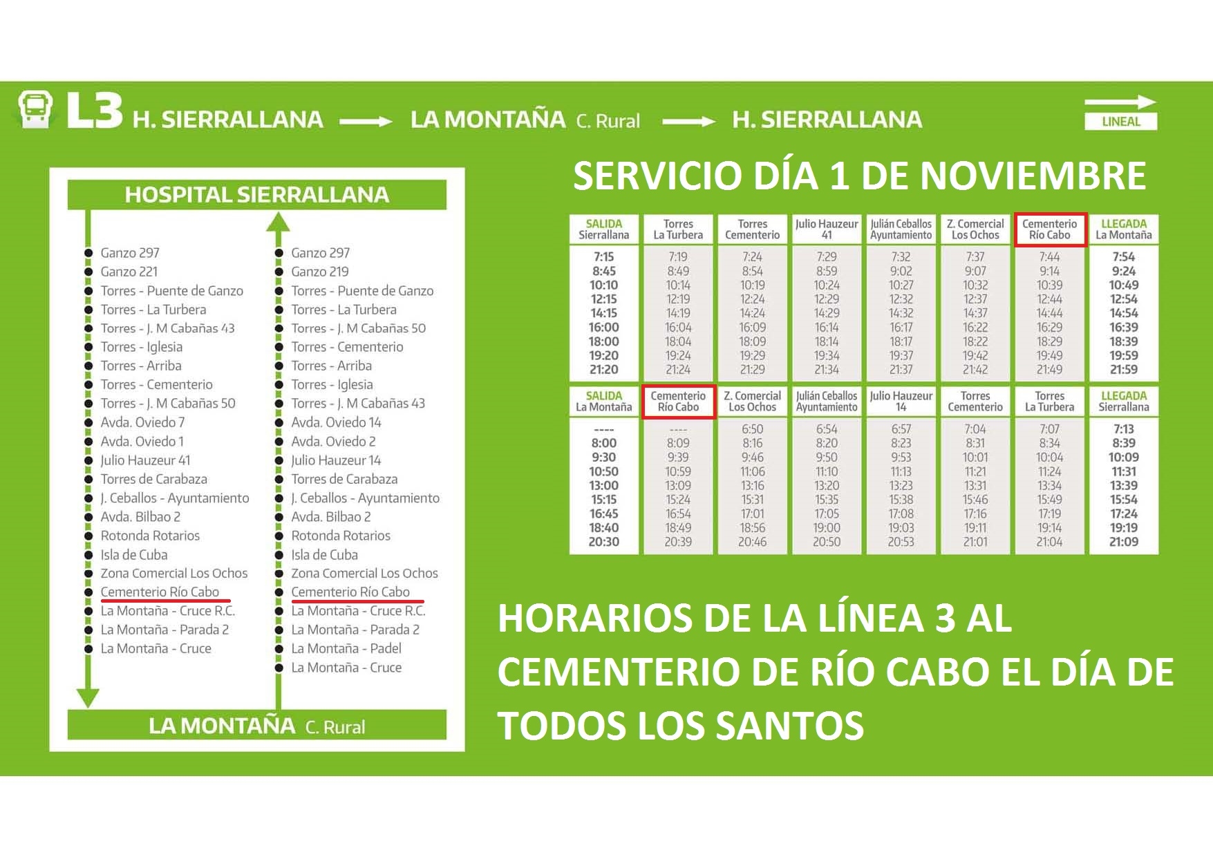Torrelavega pone en marcha un dispositivo especial de horarios y transporte con motivo del Día de Todos los Santos