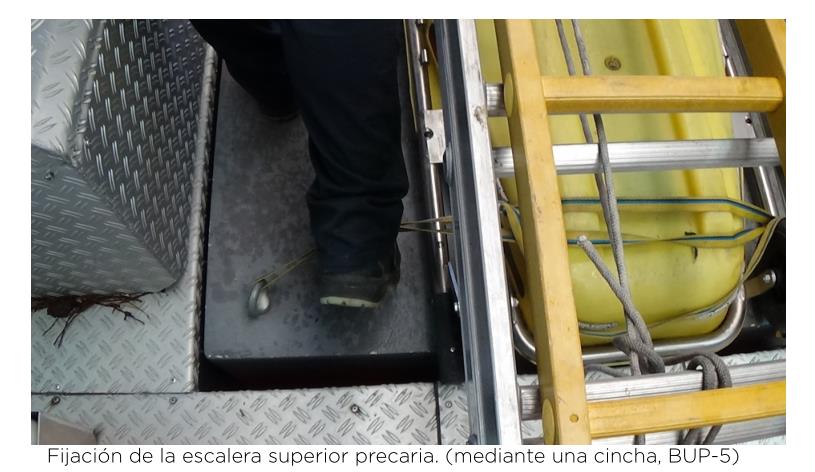 Fijación de la escalera superior precaria. (mediante una cincha, BUP-5) - Fuente: TORRELAVEGA PUEDE