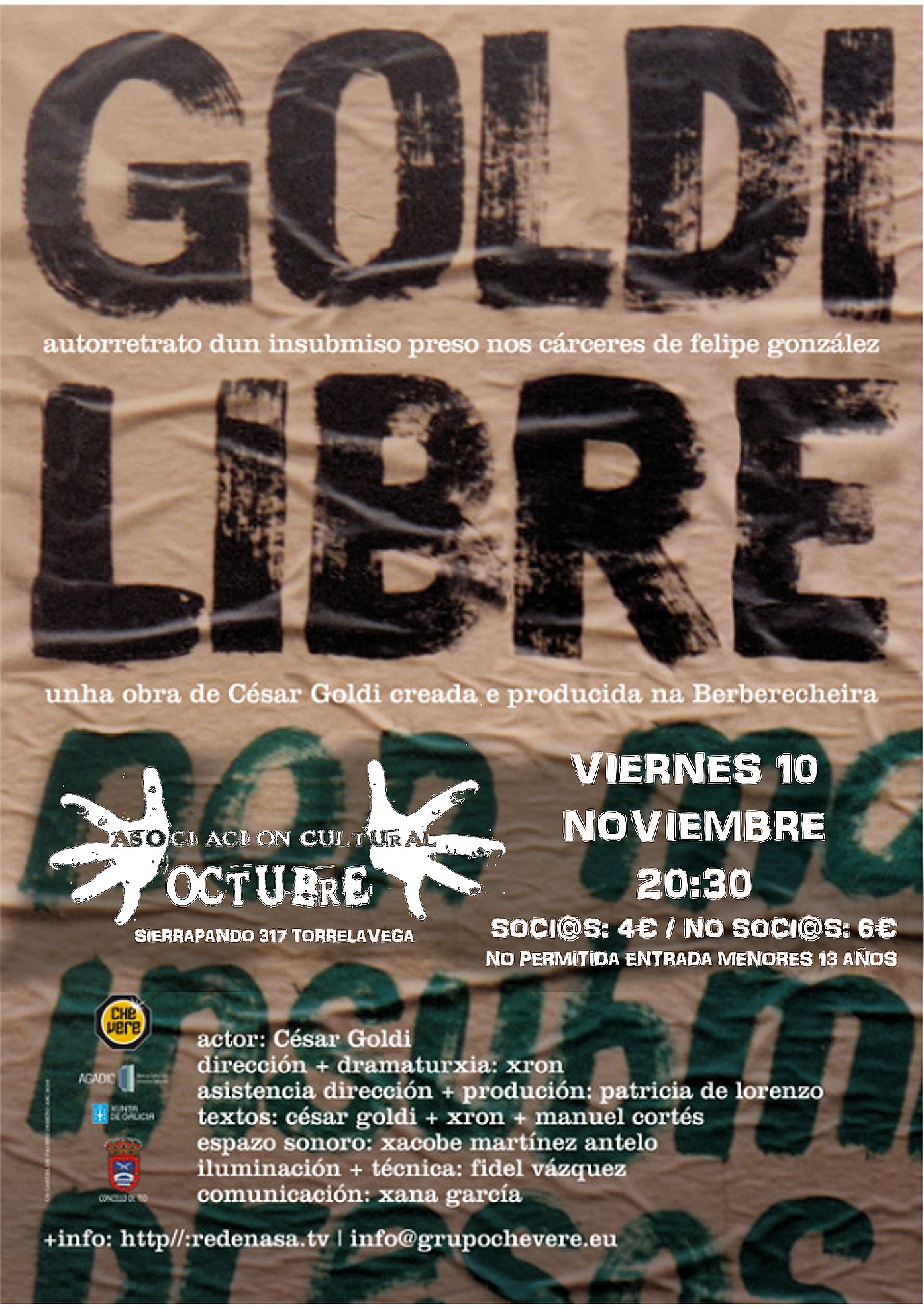 La Asociación Cultural Octubre acoge la obra "Goldi libre"