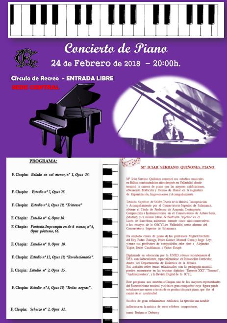 El Círculo de Recreo acogerá un concierto de piano