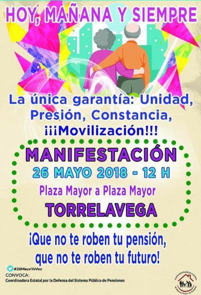 Convocada una manifestación en defensa de las pensiones