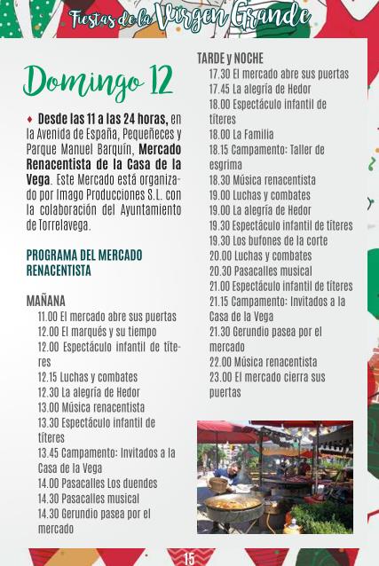  Programa festivo para el domingo 12 de agosto