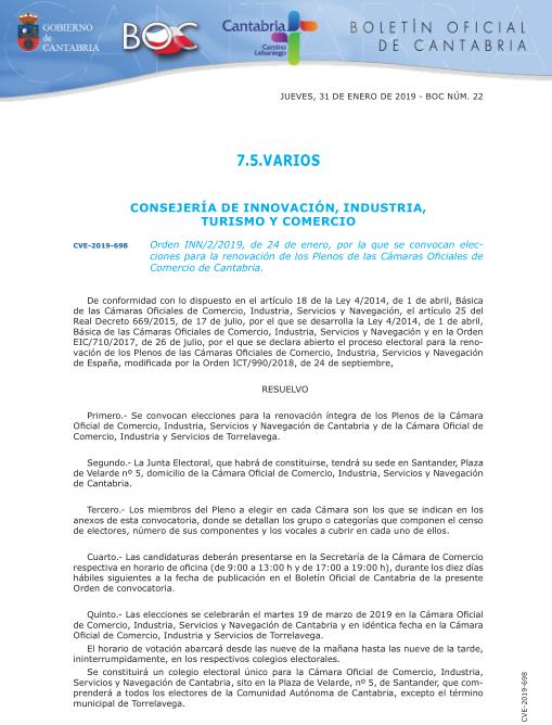 Industria fija las elecciones de la Cámara de Comercio para el 19 de marzo