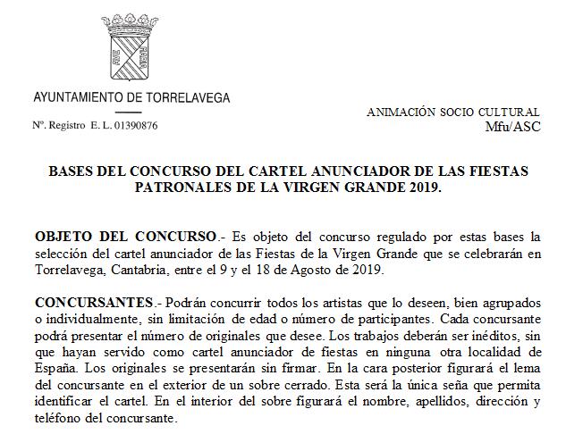 Bases del concurso del cartel anunciador de las Fiestas de la Virgen Grande 2019