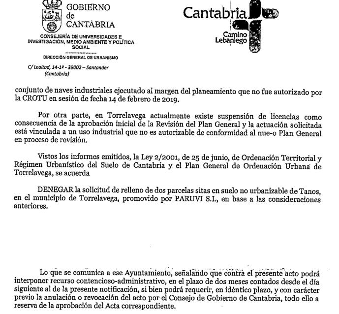 La CROTU rechaza los recursos de PARUVI sobre sus naves "ilegales" en Tanos