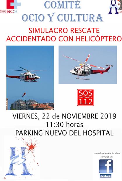 Un simulacro de rescate con helicóptero, con motivo del 25 aniversario del Hospital Sierrallana