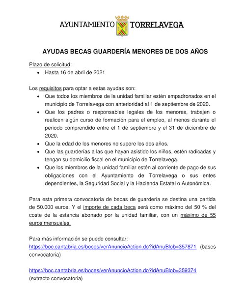  El 16 de abril finaliza el plazo para solicitar las becas de guardería para niños entre 0 y 2 años