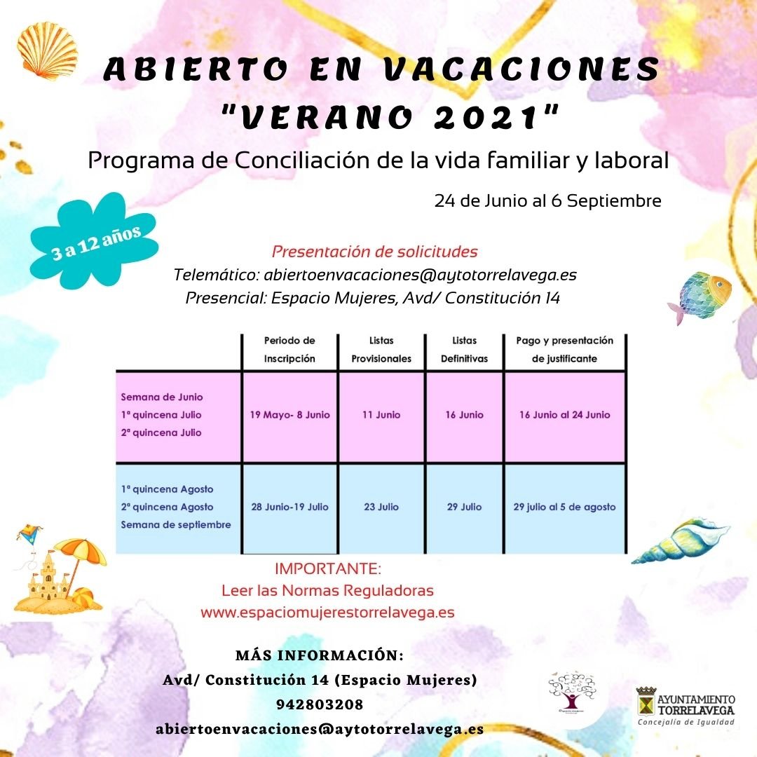  Abierto el plazo de solicitud para participar en ‘Abierto en Vacaciones 2021’ que se desarrollará del 24 de junio al 6 de septiembre