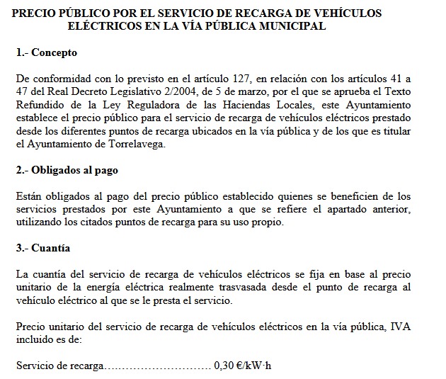  La recarga de vehículos eléctricos costará 0,30 euros el kilovatio hora