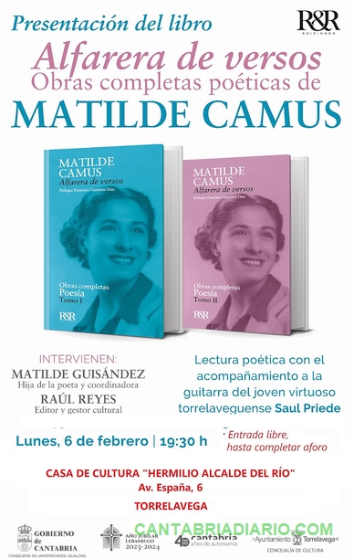 La Casa de Cultura de Torrelavega presenta las obras completas poéticas de Matilde Camus