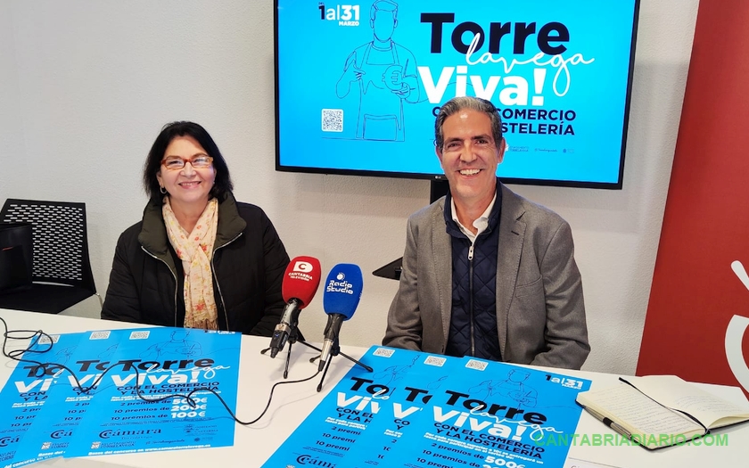 Eva Bartolomé y Carlos Augusto Carrasco - La campaña #TorrelavegaViva, impulsada por Cámara Torrelavega, repartirá en marzo 4.000 euros en premios