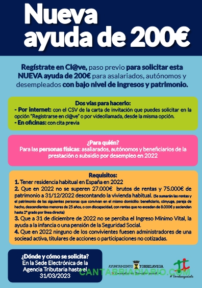 Hasta el 31 de marzo abierto el plazo de la nueva ayuda de 200 euros del Gobierno de España