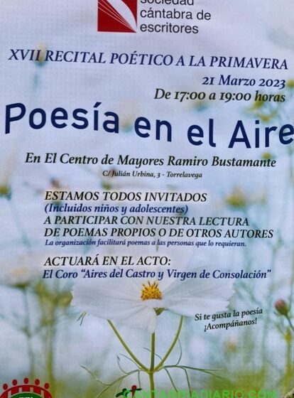  El Centro de Mayores Ramiro Bustamante acogerá el XVII Recital de Primavera “Poesía en el Aire”