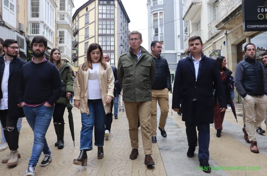 Alberto Núñez Feijóo visita Torrelavega acompañado de María José Sáenz de Buruaga, Miguel Ángel Vargas y jóvenes candidatos a alcaldes de Cantabria