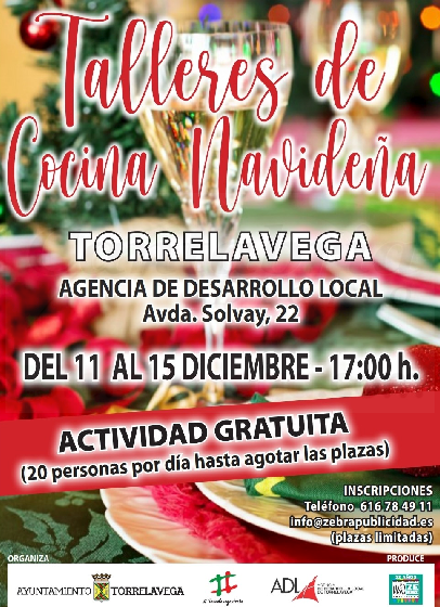  Talleres de cocina navideña del 11 al 15 de diciembre en el Centro de Formación Municipal de Barreda