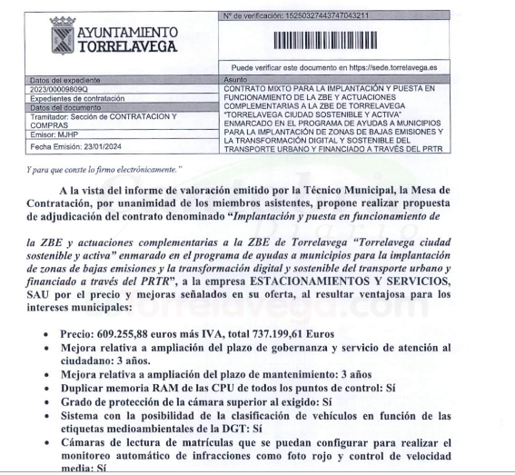 Torrelavega propone adjudicar a EYSA el contrato de la Zona de Bajas Emisiones