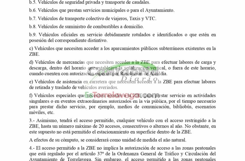  Aquí está el borrador de ordenanza de la Zona de Bajas Emisiones de Torrelavega, con sus exclusiones y multas