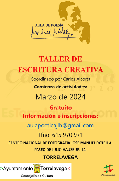 Talleres de escritura creativa dentro de la programación del Aula Poética José Luis Hidalgo 2024