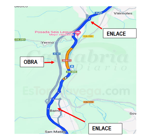 Afectaciones al tráfico en la autovía A-67 por las obras de modernización en el túnel de Riocorvo