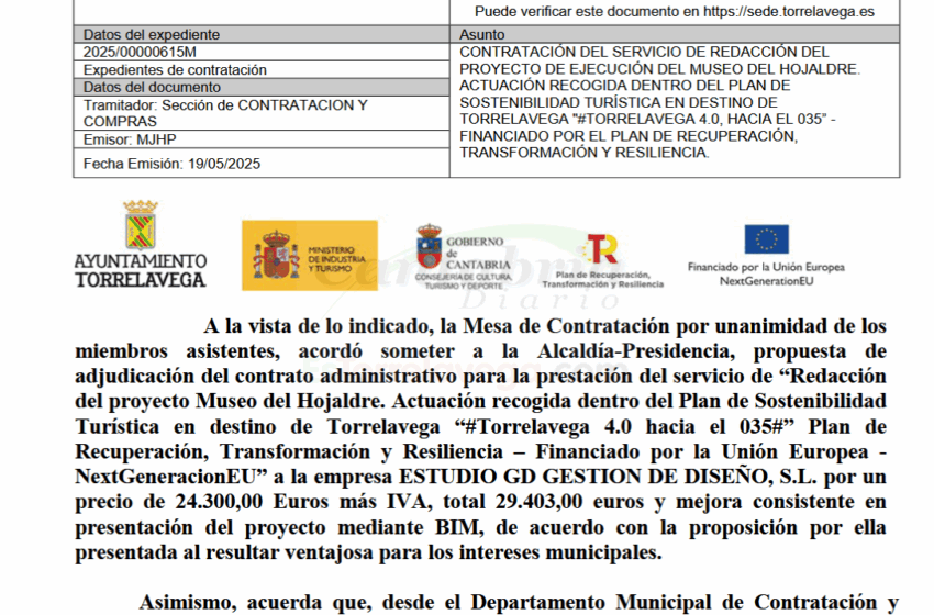 Propuesta la adjudicación de la redacción del proyecto Museo del Hojaldre en 29.403 euros
