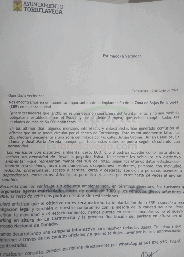 El Ayuntamiento buzonea una carta contra los "bulos" sobre la ZBE