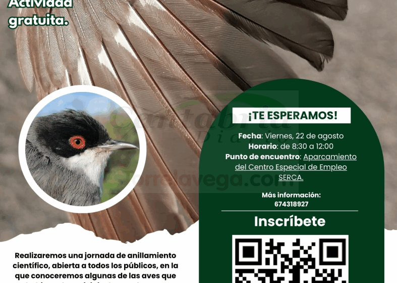 Taller de anillamiento científico el 22 de agosto dentro del programa de actividades de ‘Torrelavega Conexión Natural’