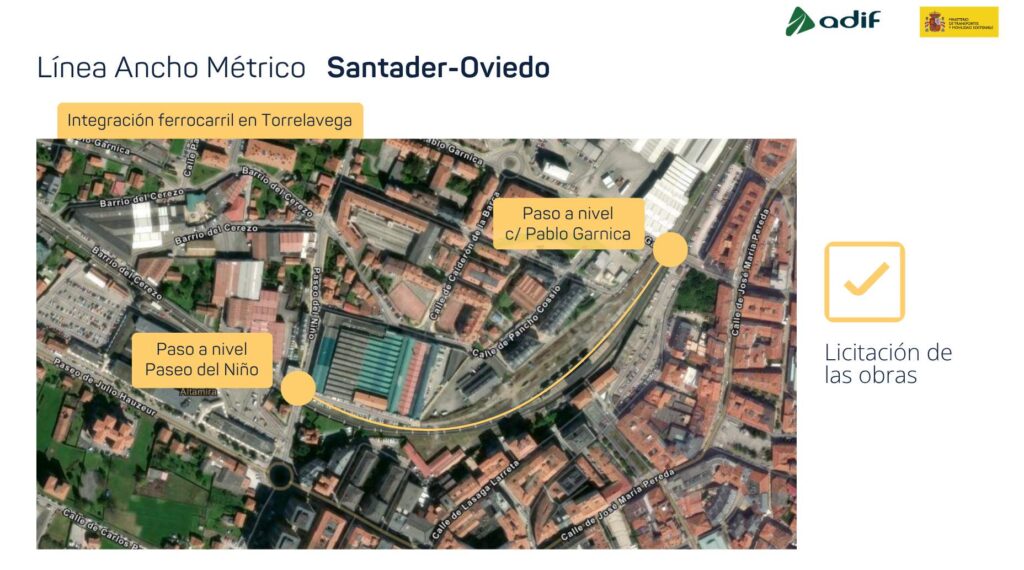 ADIF licita las obras de construcción del soterramiento de Torrelavega por 128,6 millones de euros